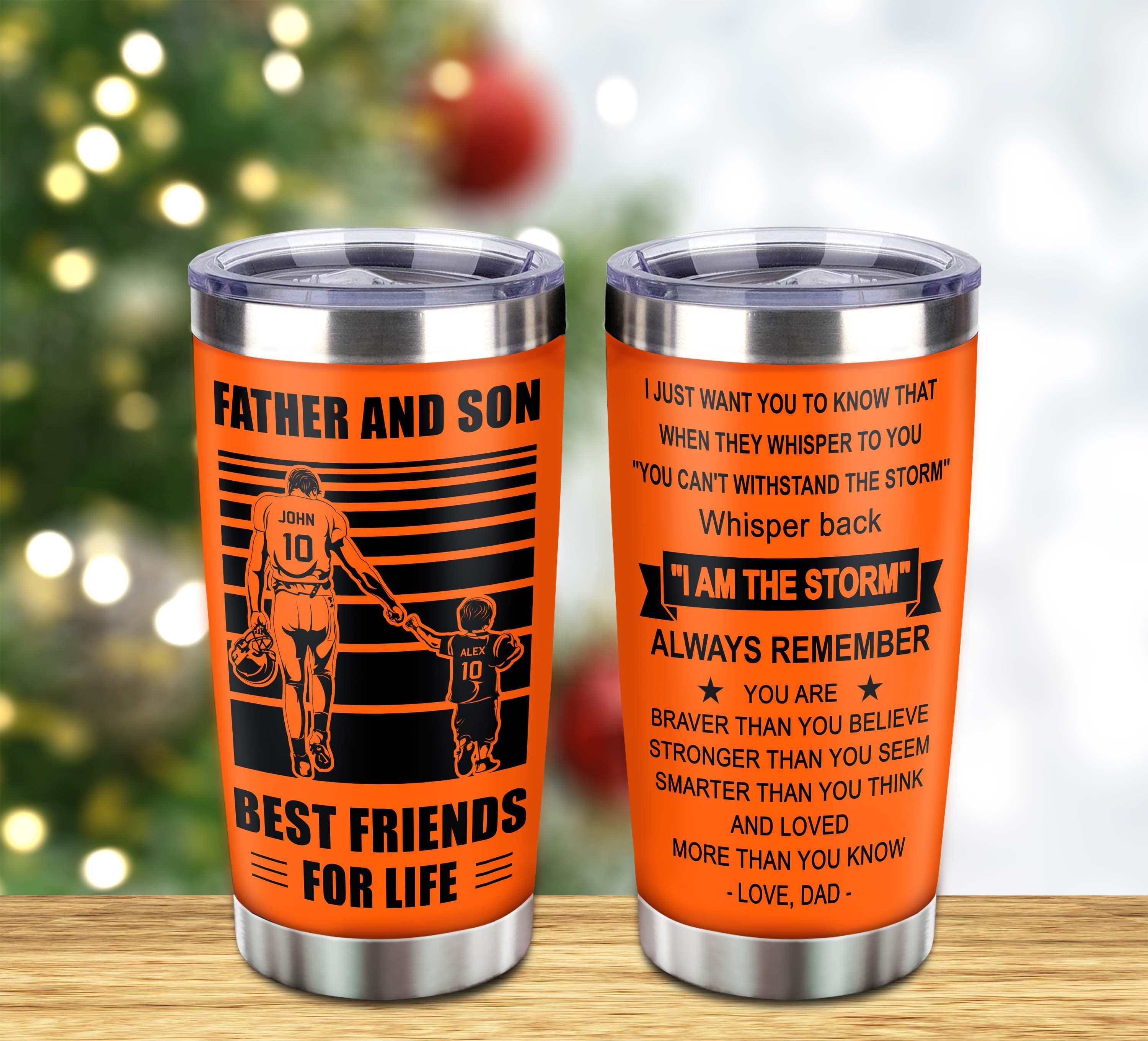 Customizable Baseball Tumbler, Gifts From Dad To Son Father And Son Best Friend For Life With Inspriration Message