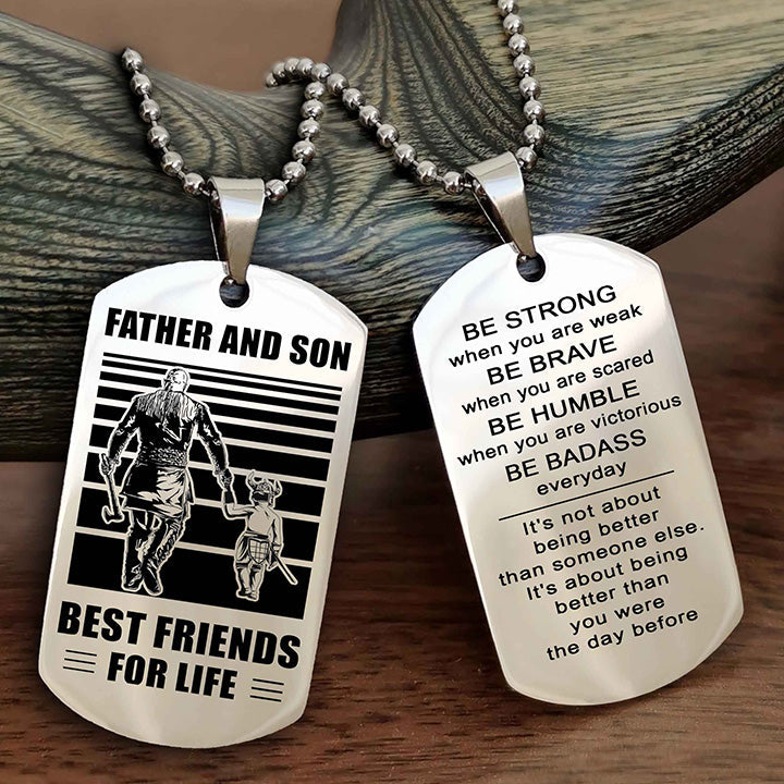 Cowboy Personalized Double Sided Dog Tag To My Son I Love You - Be Strong When You Are Weak Gift From Dad To Son