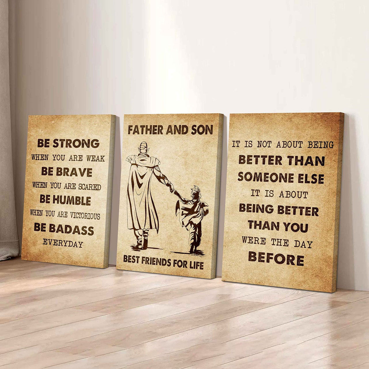 Combo 3 Biker Poster Canvas Be Strong When You Are Weak - It's Not About Being Better Than Someone Else It's About Being Better Than You Were The Day Before