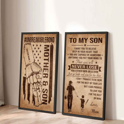 Unbreakable Bond Canvas Set Mother And Son You Will Never Lose You Either Win Or Learn