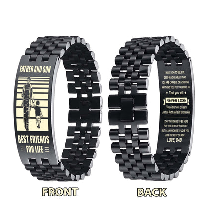 Viking NVL Personalized Double Sided Bracelet Father And Son Best Friends For Life - Message on the back side