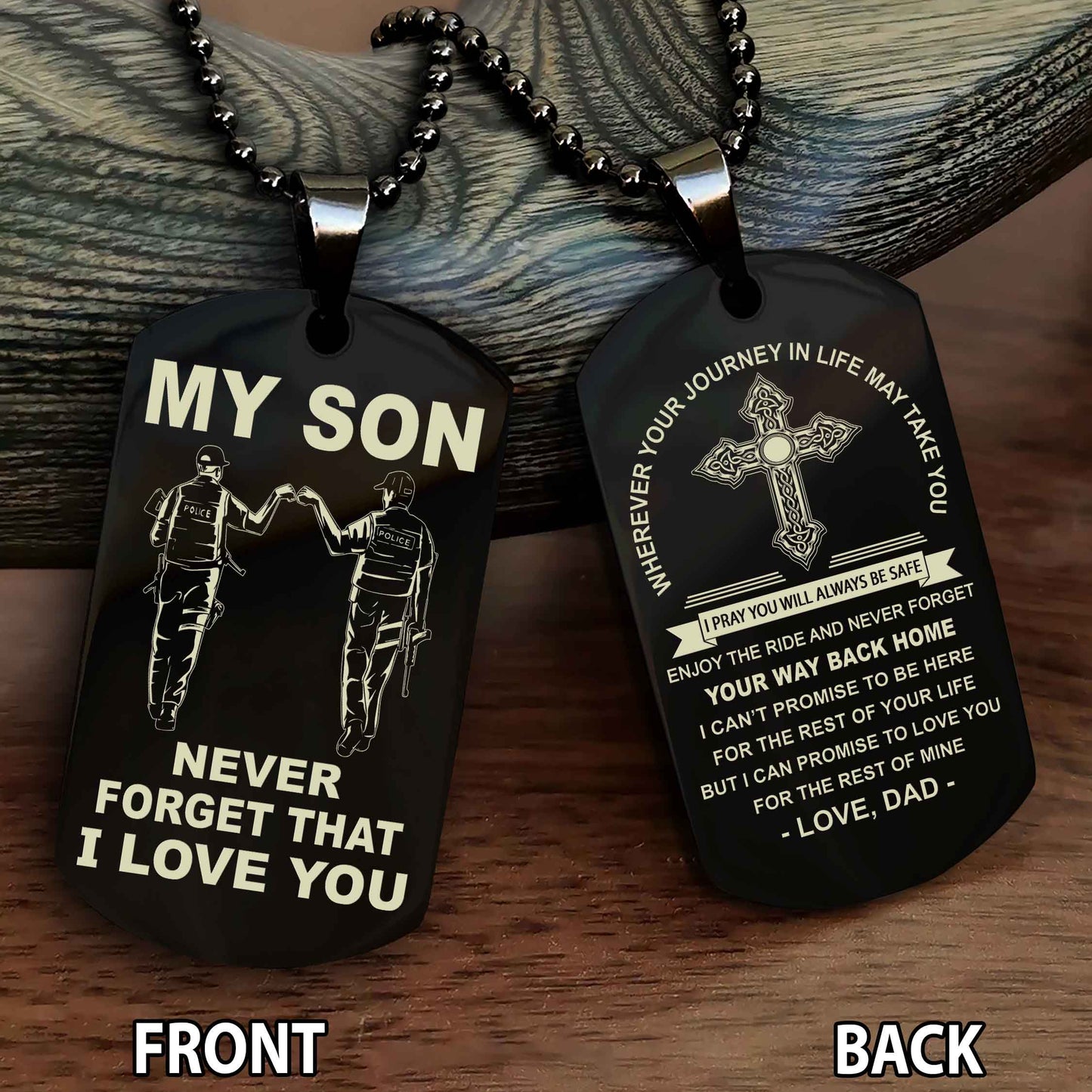 Special Version Double Side Dog Tag My Son Never Forget Your Way Back Home Cross Gift For You Son