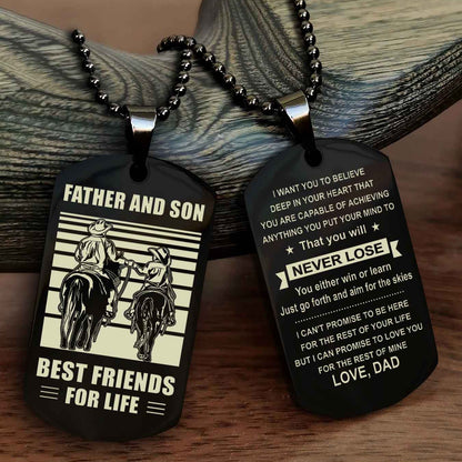 Cowbow Personalized Double Side Dog Tag From Father To Son With Message On The Back Gift For Your Son