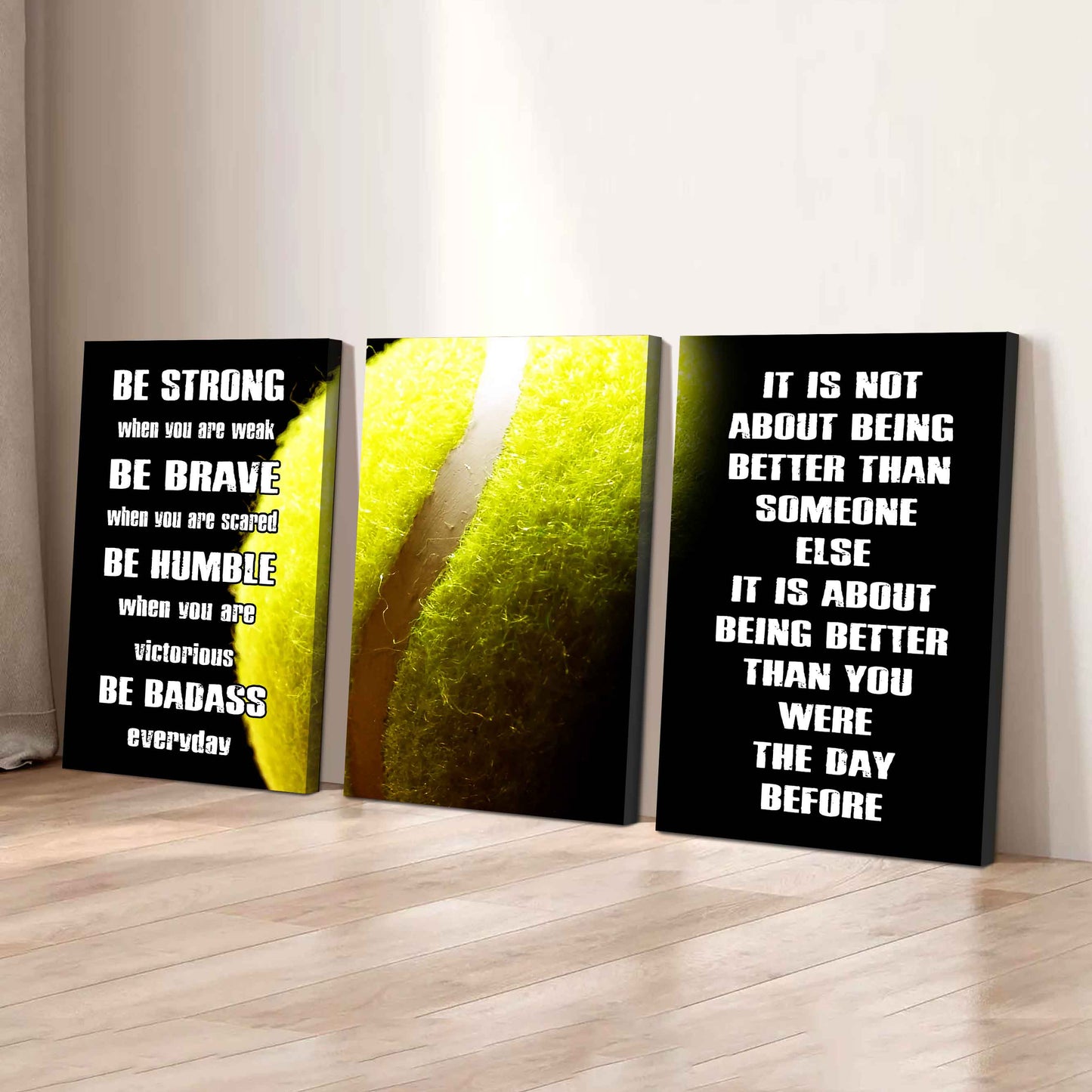 Combo 3 Sport Poster Canvas Be Strong When You Are Weak Be Badass Everyday It's About Being Better Than You Were The Day Before