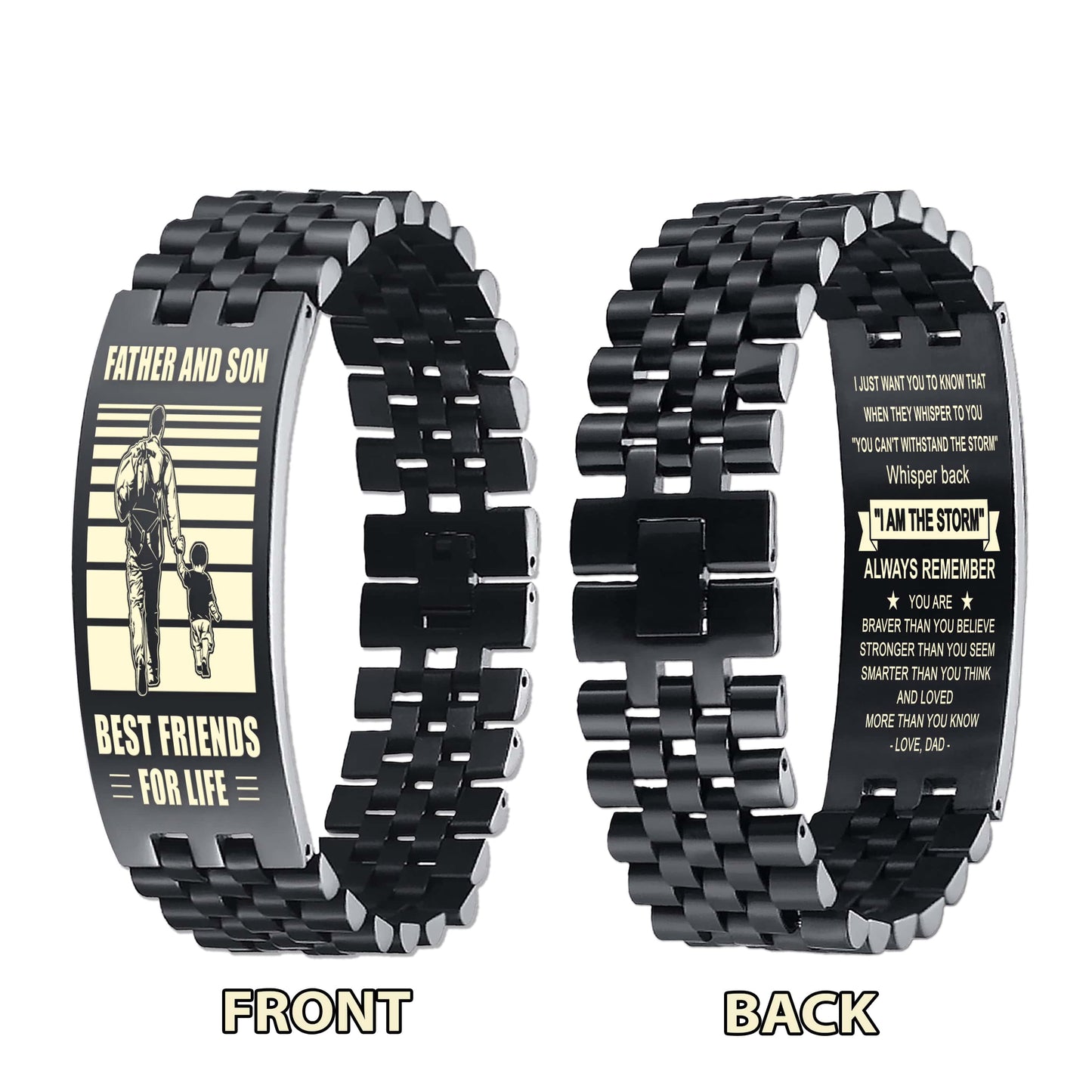 Viking ANT Personalized Double Sided Bracelet Father And Son Best Friends For Life - Message on the back side