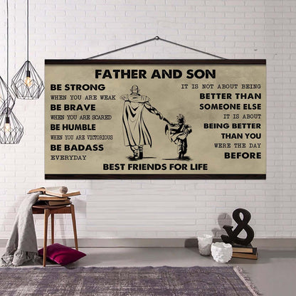 Biker Father And Daughter Best Friends For Life - Be Strong When You Are Weak Poster Canvas Gift For Son From Father