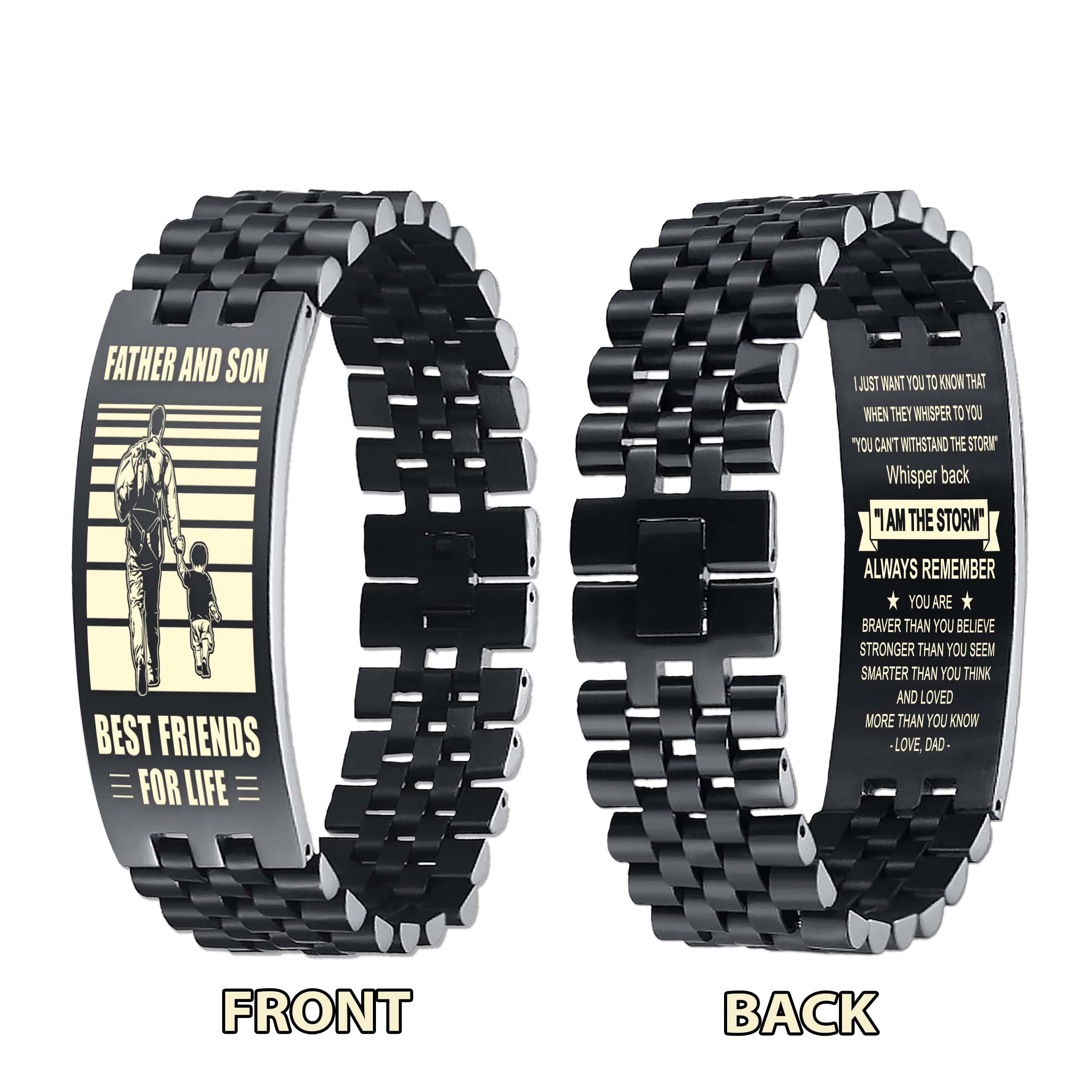 WBH Vikings Personalized Double Sided Bracelet Father And Son Best Friends For Life - Message on the back side