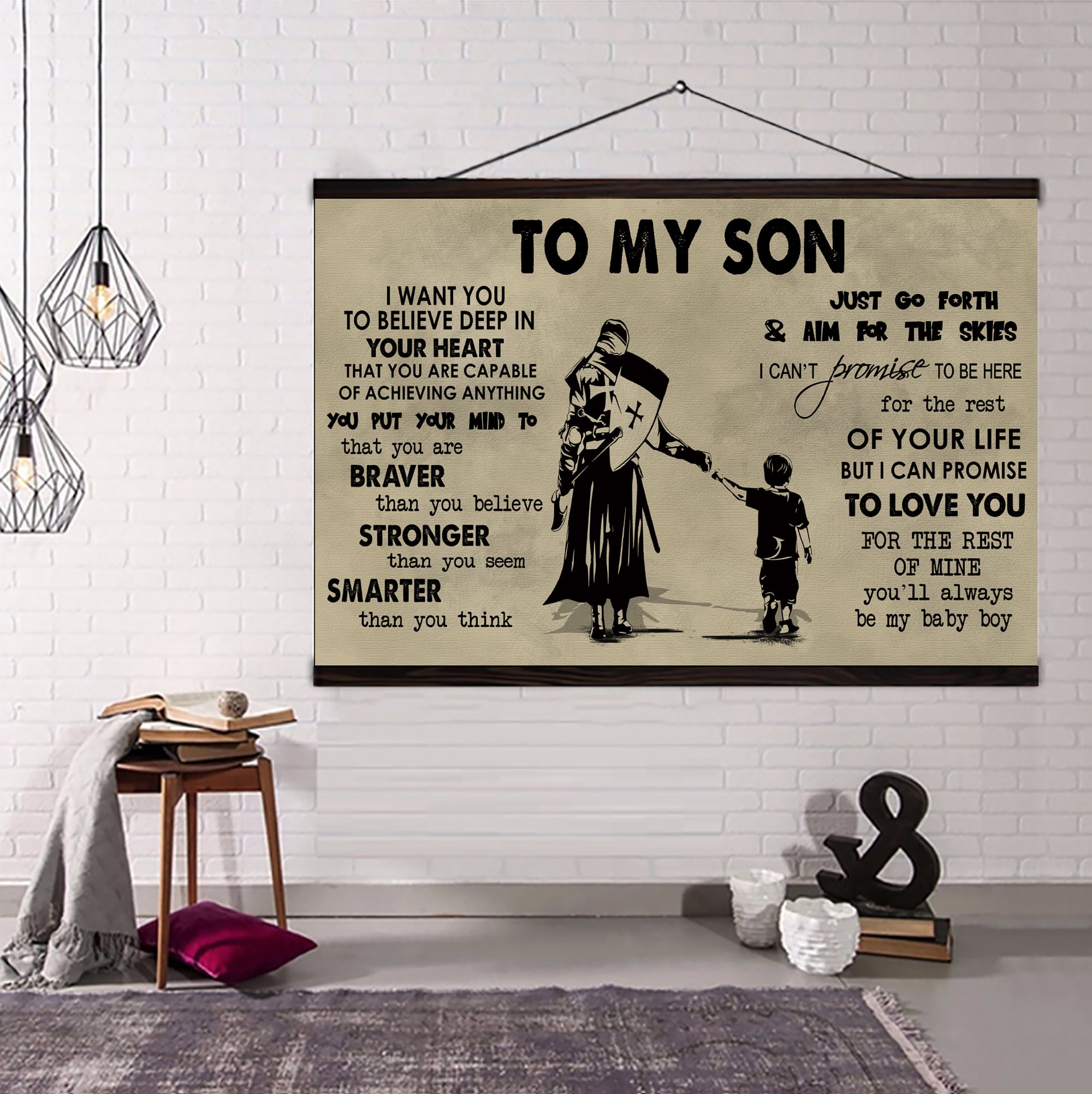 Canvas Poster Dad To Son You Are Braver Than You Believe You'll Always Be My Baby Boy