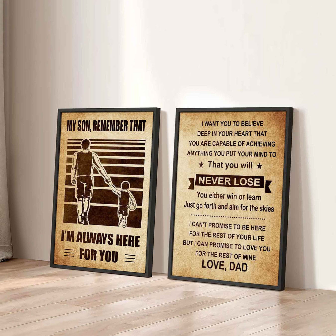 Combo 2 Sport Poster Canvas My Son Remember That - You Will Never Lose You Either Win Or Learn