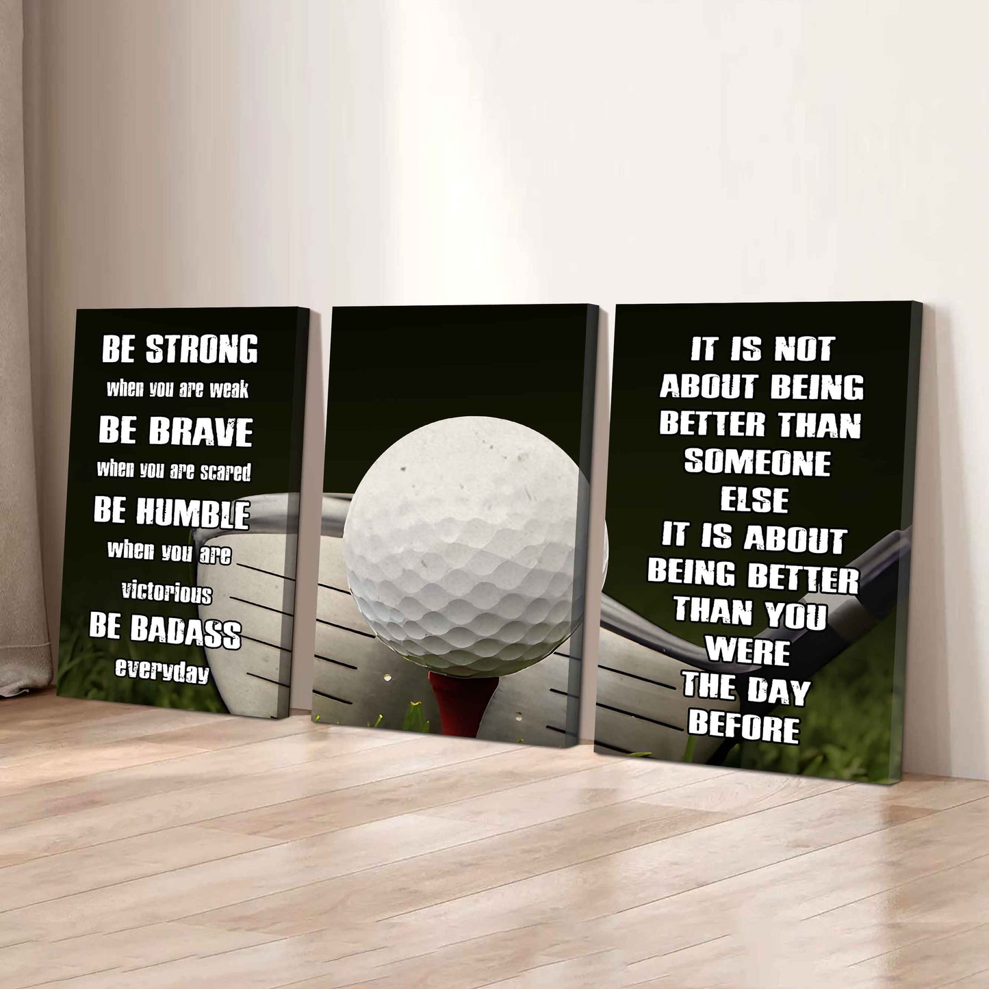 Combo 3 Sport Poster Canvas Be Strong When You Are Weak Be Badass Everyday It's About Being Better Than You Were The Day Before