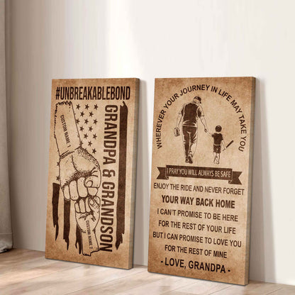 Unbreakable Bond Canvas Set Grandpa And Grandson Never Forget Your Way Back Home I Love You For The Rest Of Mine