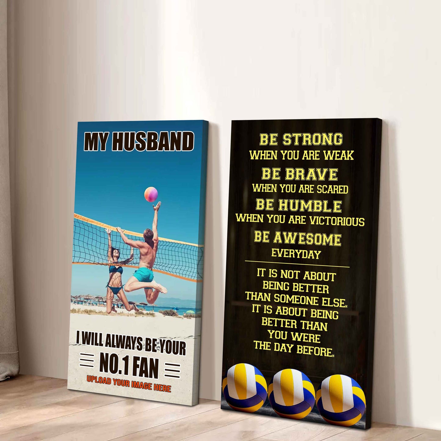 Young Sport Couple To My Husband Be Strong When You Are Weak Be Badass Everyday Set 2 Canvas Wall Art
