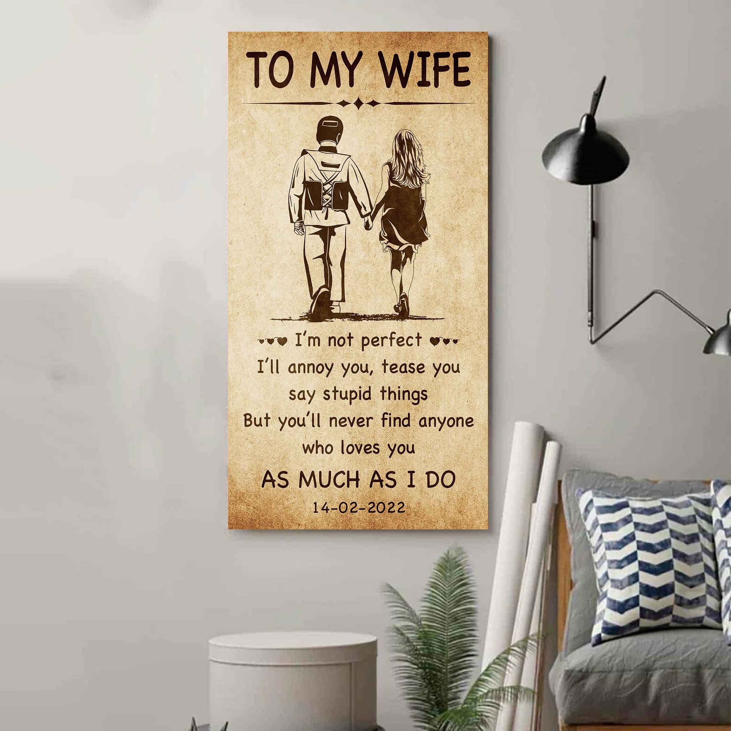 Biker Poster Canvas To My Wife - I Am Not Perfect