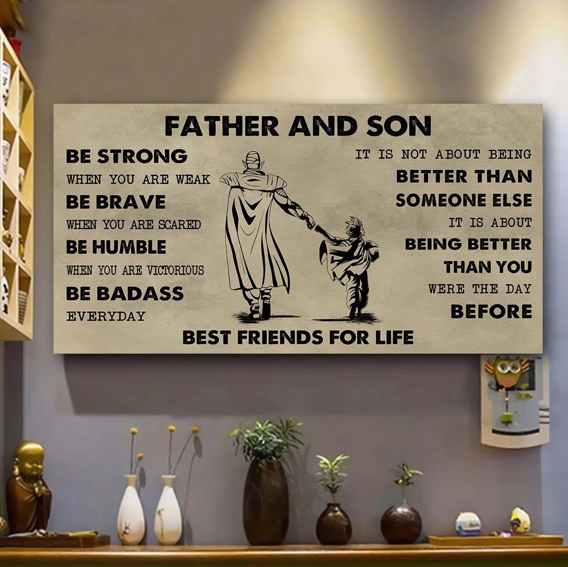 Biker Father And Daughter Best Friends For Life - Be Strong When You Are Weak Poster Canvas Gift For Son From Father