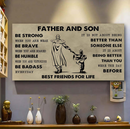 Biker Father And Daughter Best Friends For Life - Be Strong When You Are Weak Poster Canvas Gift For Son From Father