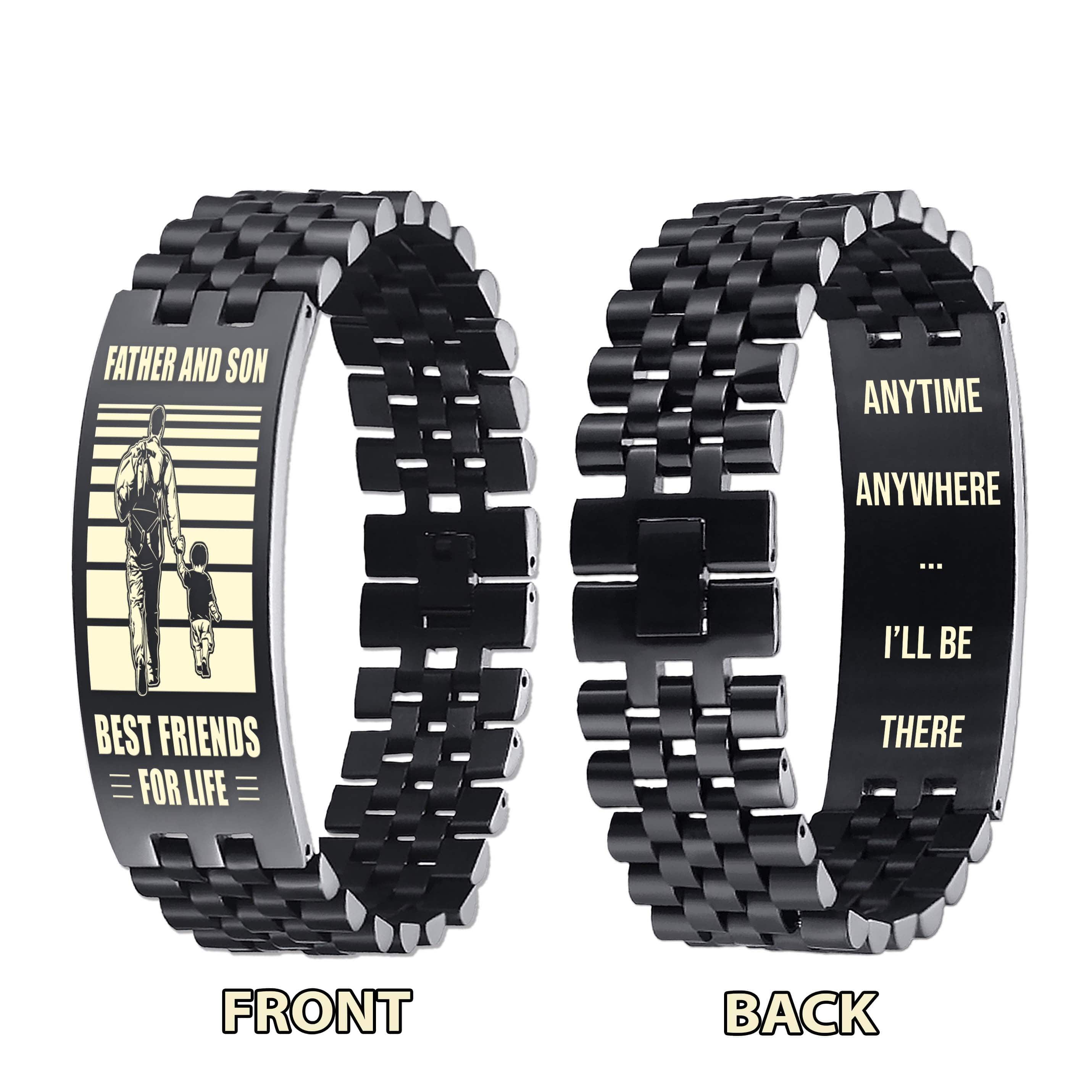 STO Personalized Double Sided Bracelet Father And Son Best Friends For Life - Message on the back side-