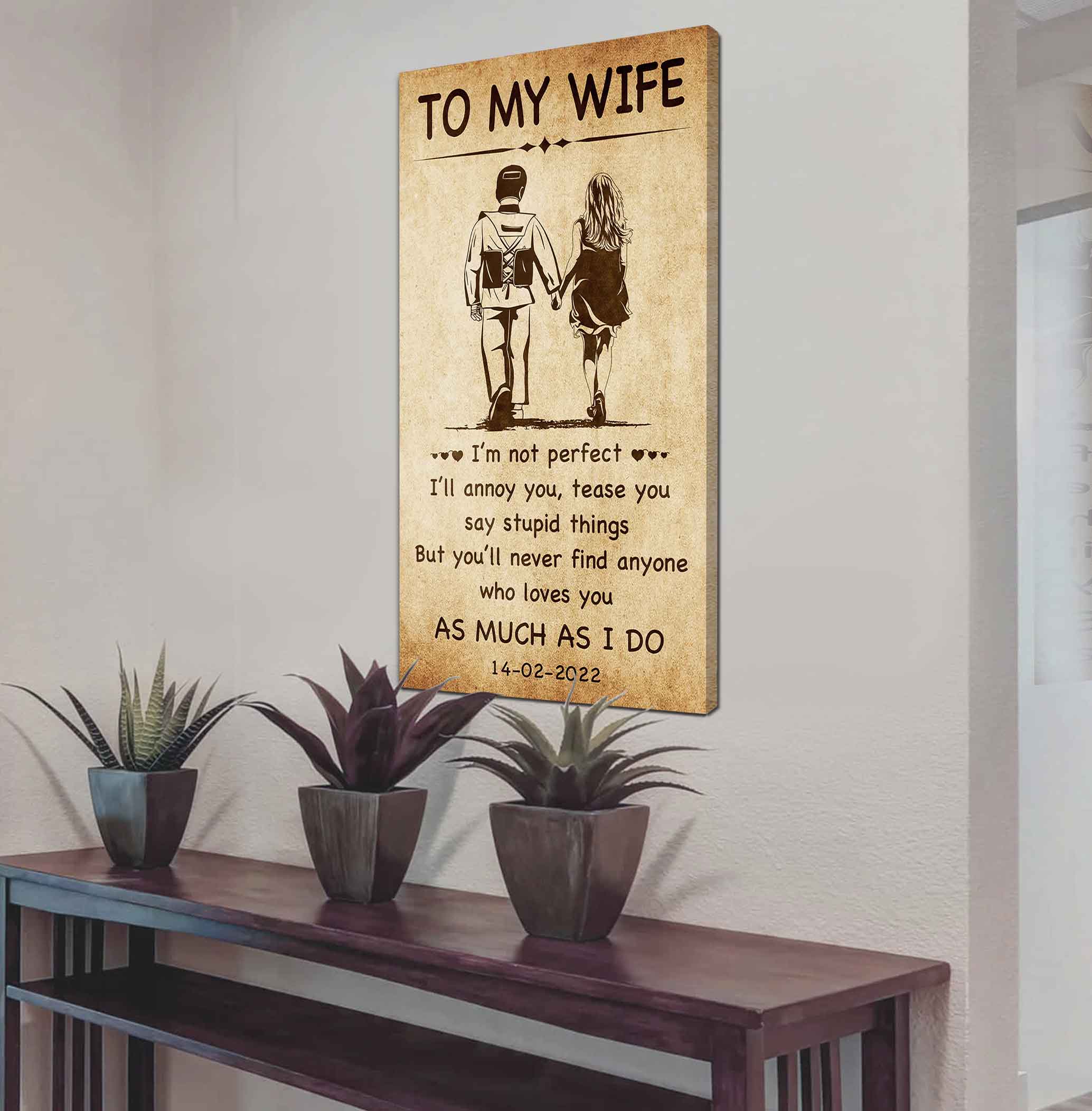 Biker Poster Canvas To My Wife - I Am Not Perfect