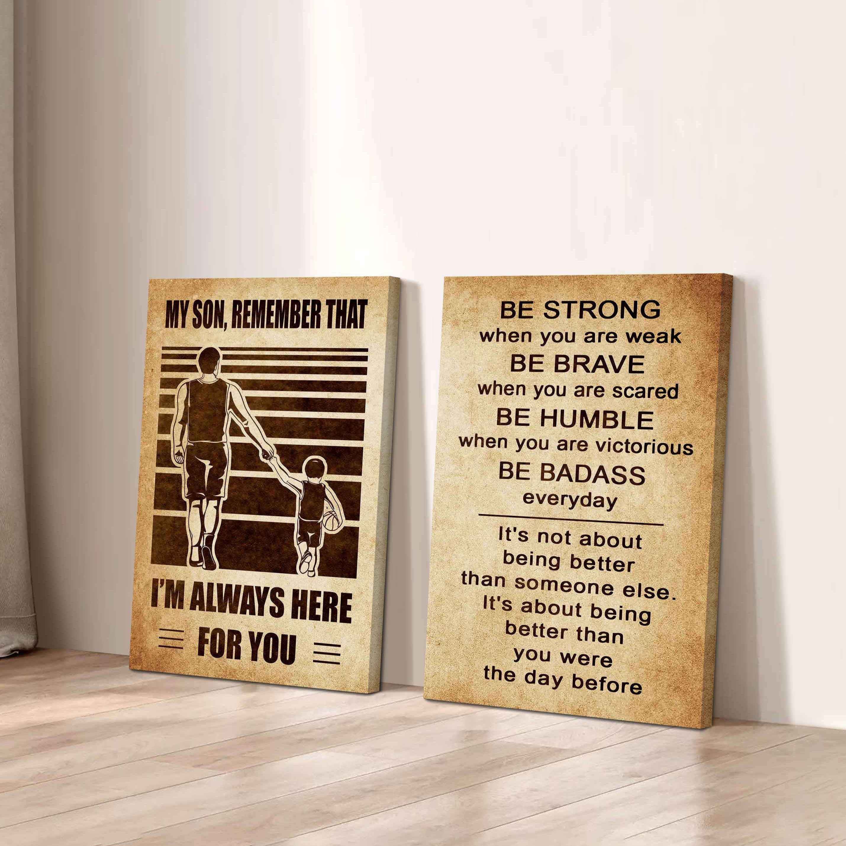 Combo 2 Sport Poster Canvas My Son Remember That - Be Strong When You Are Weak Be Brave When You Are Scared Be Badass Everyday