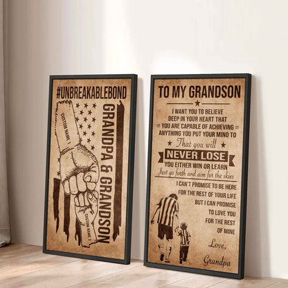 Unbreakable Bond Canvas Set Grandpa And Grandson Your Will Never Lose You Either Win Or Learn Gift For Your Grandson