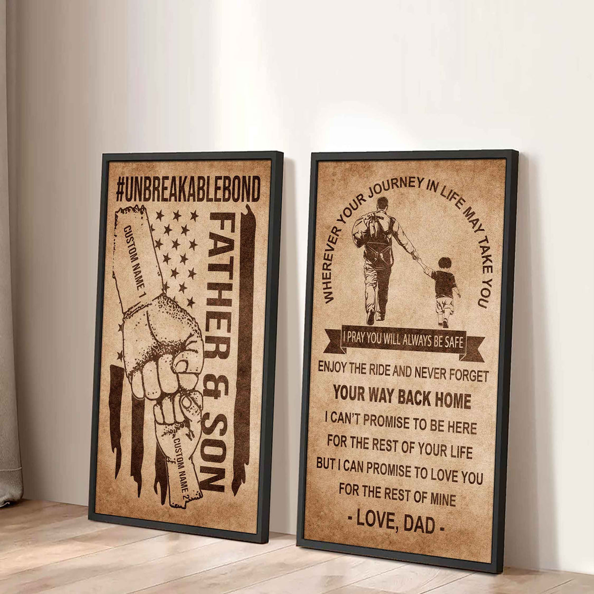 Father And Son Canvas Set To My Son Enjoy The Ride Never Forget Your Way Back Home