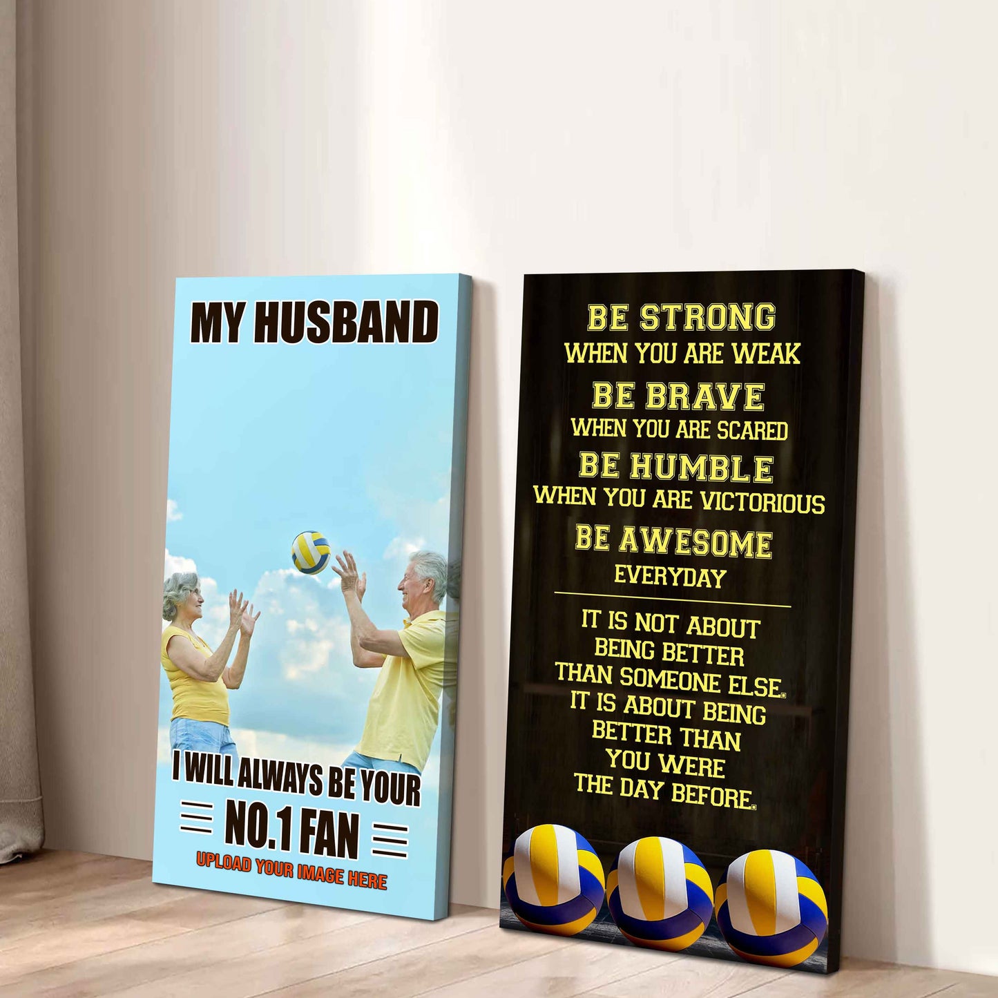 Old Sport Couple To My Husband Be Strong When You Are Weak Be Badass Everyday Set 2 Canvas Wall Art