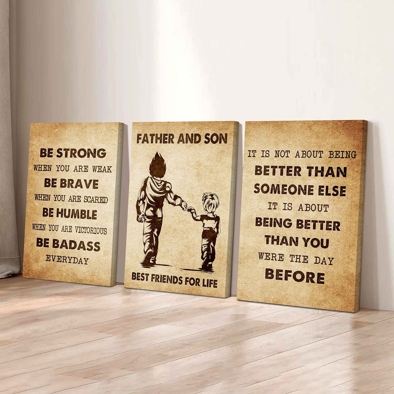Combo 3 Biker Poster Canvas Be Strong When You Are Weak - It's Not About Being Better Than Someone Else It's About Being Better Than You Were The Day Before
