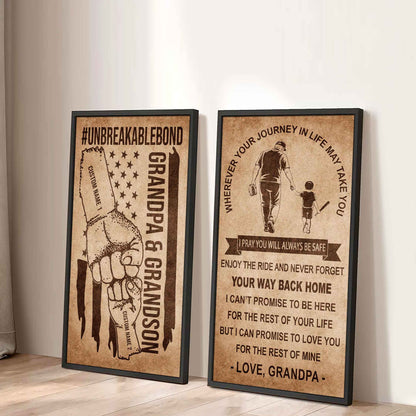 Unbreakable Bond Canvas Set Grandpa And Grandson Never Forget Your Way Back Home I Love You For The Rest Of Mine