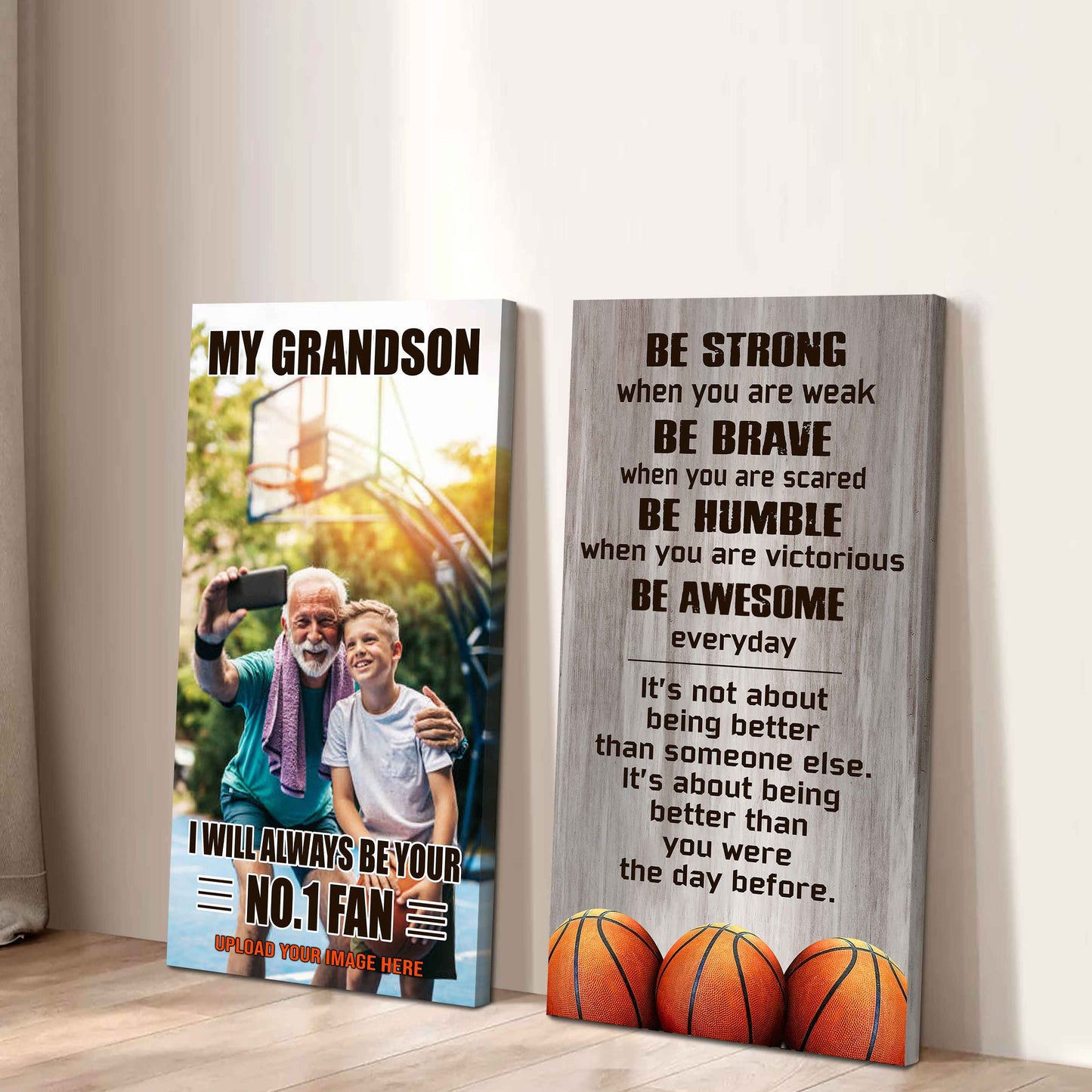 My Grandson Be Strong When You Are Weak Be Awesome Everyday Set 2 Canvas Wall Art From Grandpa To Grandson