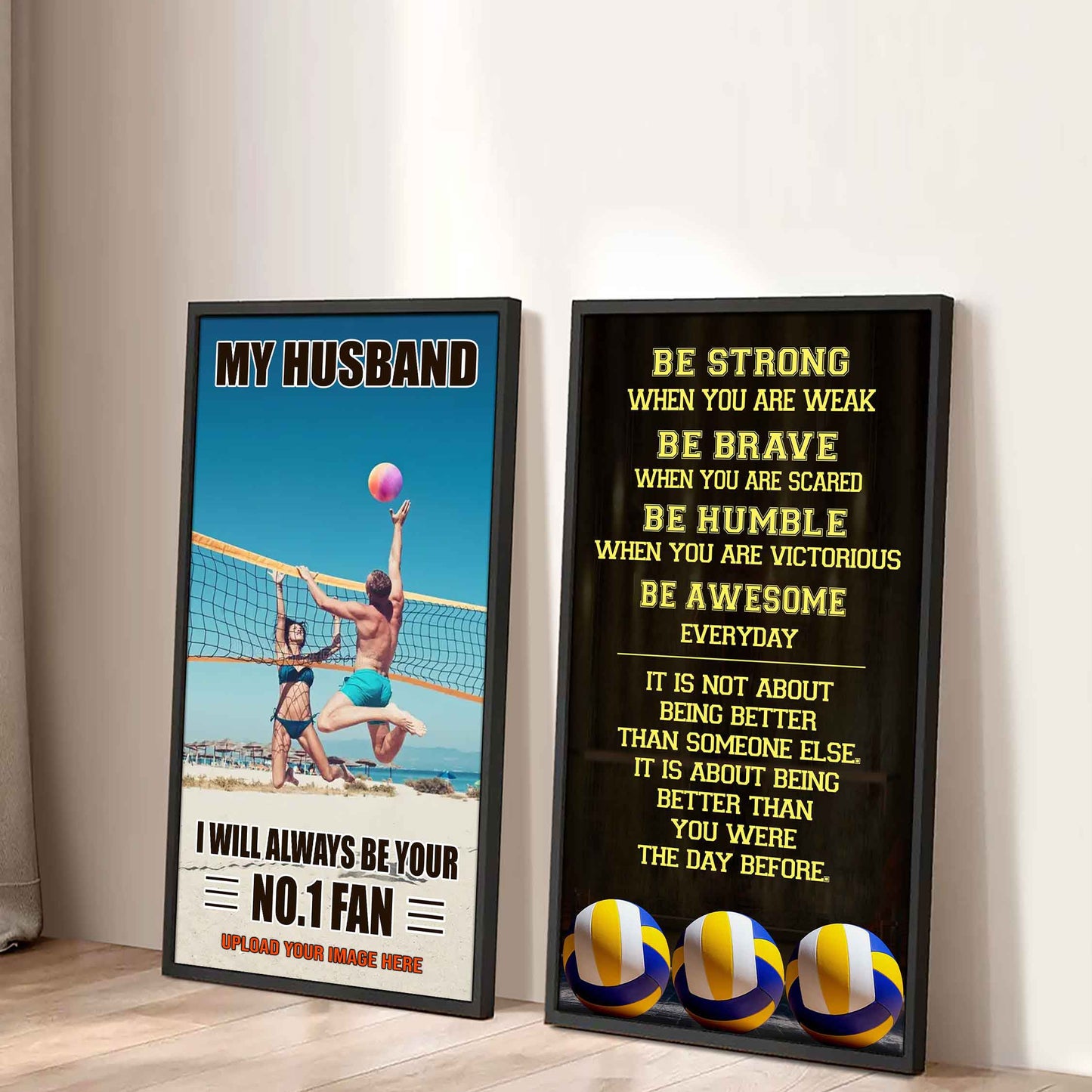 Young Sport Couple To My Husband Be Strong When You Are Weak Be Badass Everyday Set 2 Canvas Wall Art