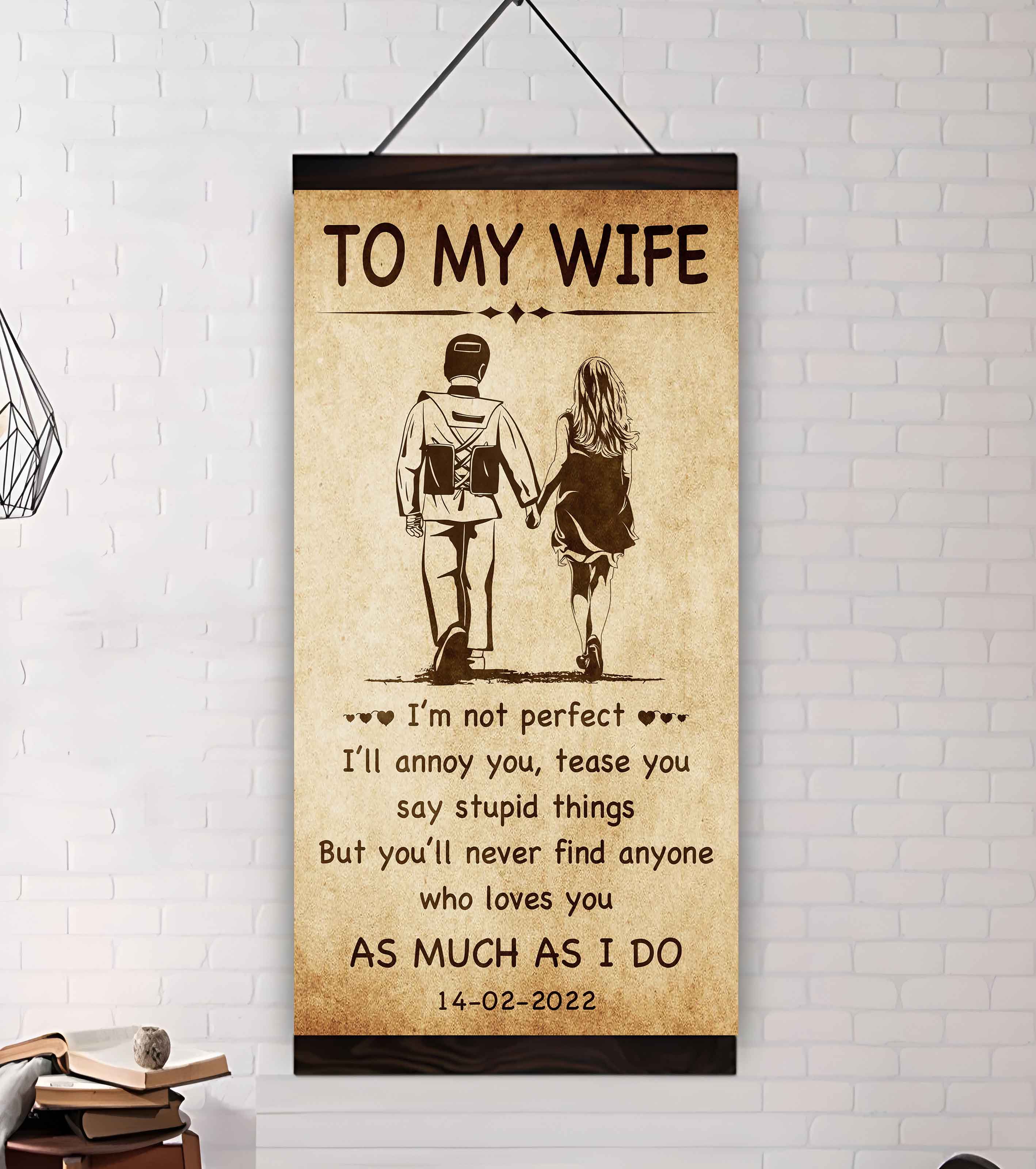 Biker Poster Canvas To My Wife - I Am Not Perfect