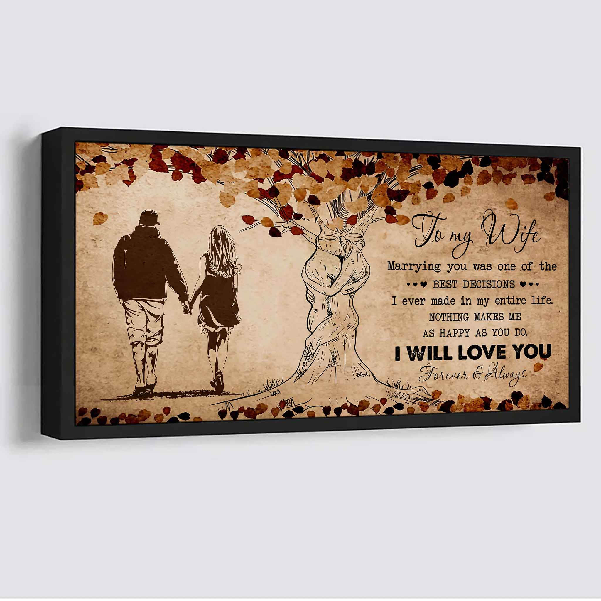 American Football Poster Canvas To My Wife Marrying You Was One Of The Best Decisions - I Will Love You Forever And Always Gift For Your Wife