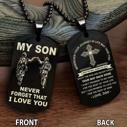 Special Version Double Side Dog Tag My Son Never Forget Your Way Back Home Cross Gift For You Son