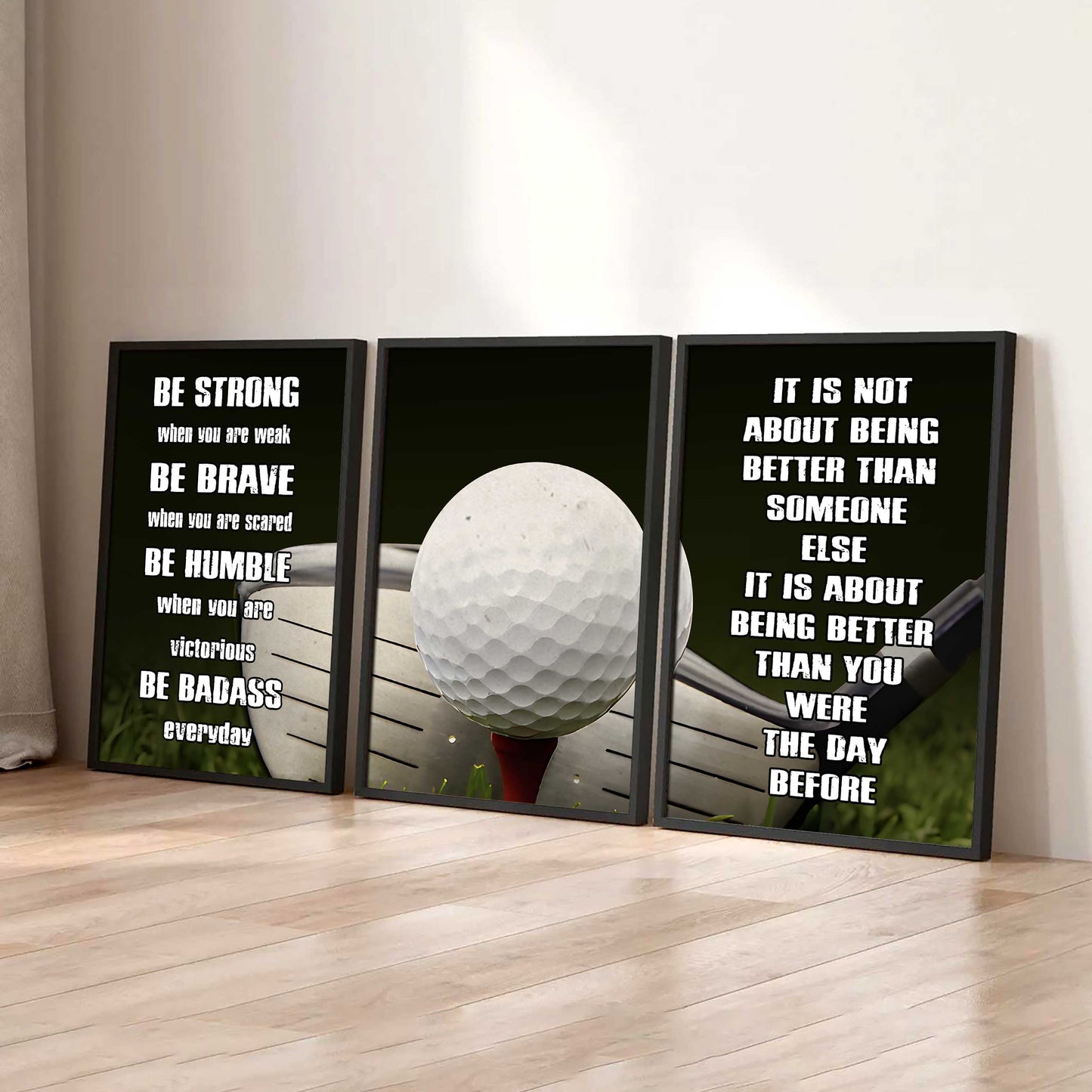 Combo 3 Sport Poster Canvas Be Strong When You Are Weak Be Badass Everyday It's About Being Better Than You Were The Day Before