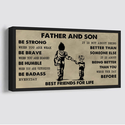 Biker Father And Daughter Best Friends For Life - Be Strong When You Are Weak Poster Canvas Gift For Son From Father