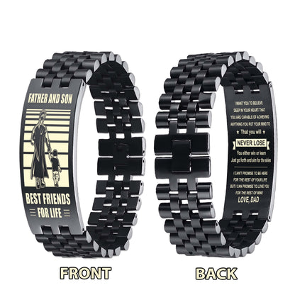 Viking WBH Personalized Double Sided Bracelet Father And Son Best Friends For Life - Message on the back side