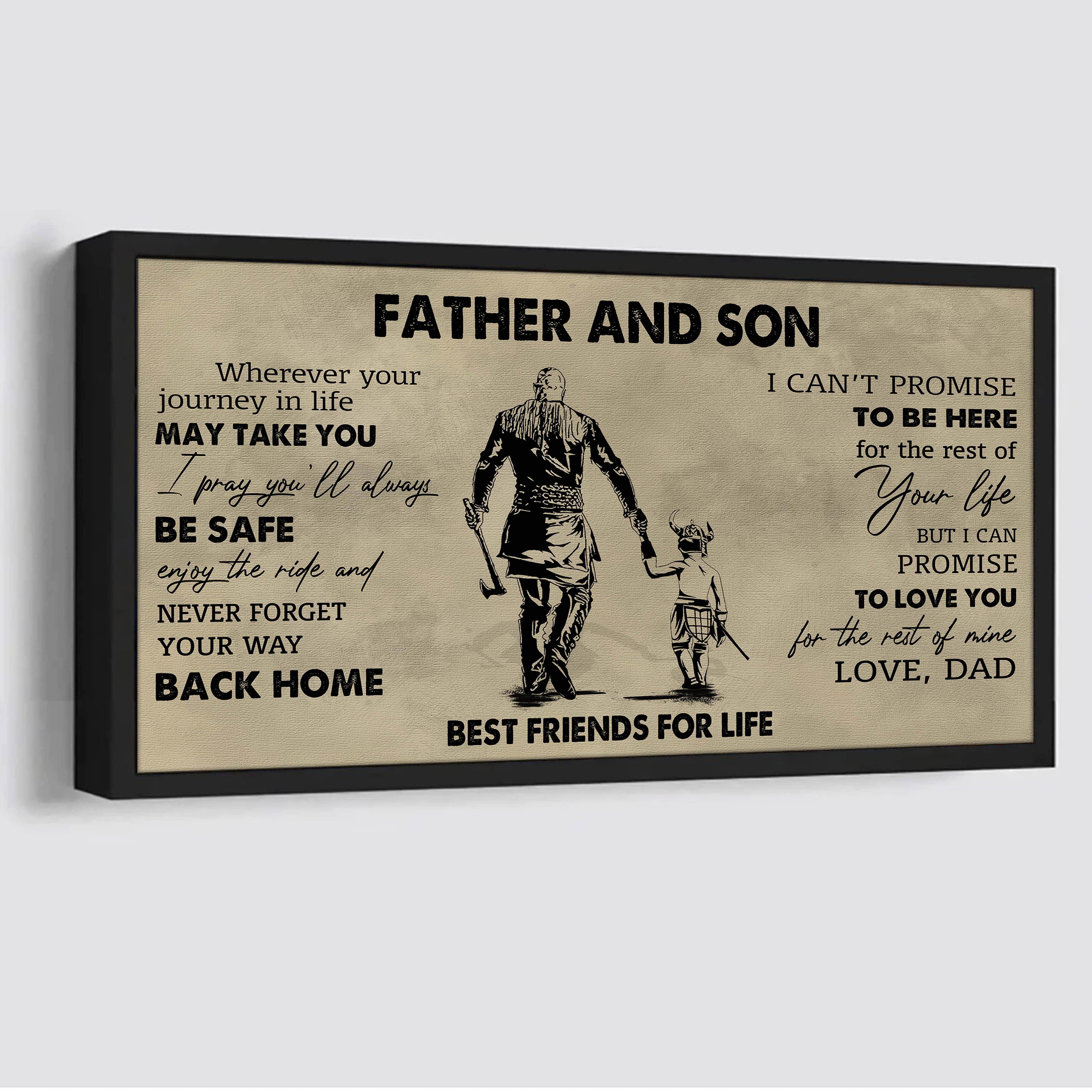 DRB Father And Son Best Friends For Life - Never Forget Your Way Back Home Poster Canvas Gift For Son From Father-Photo Upload