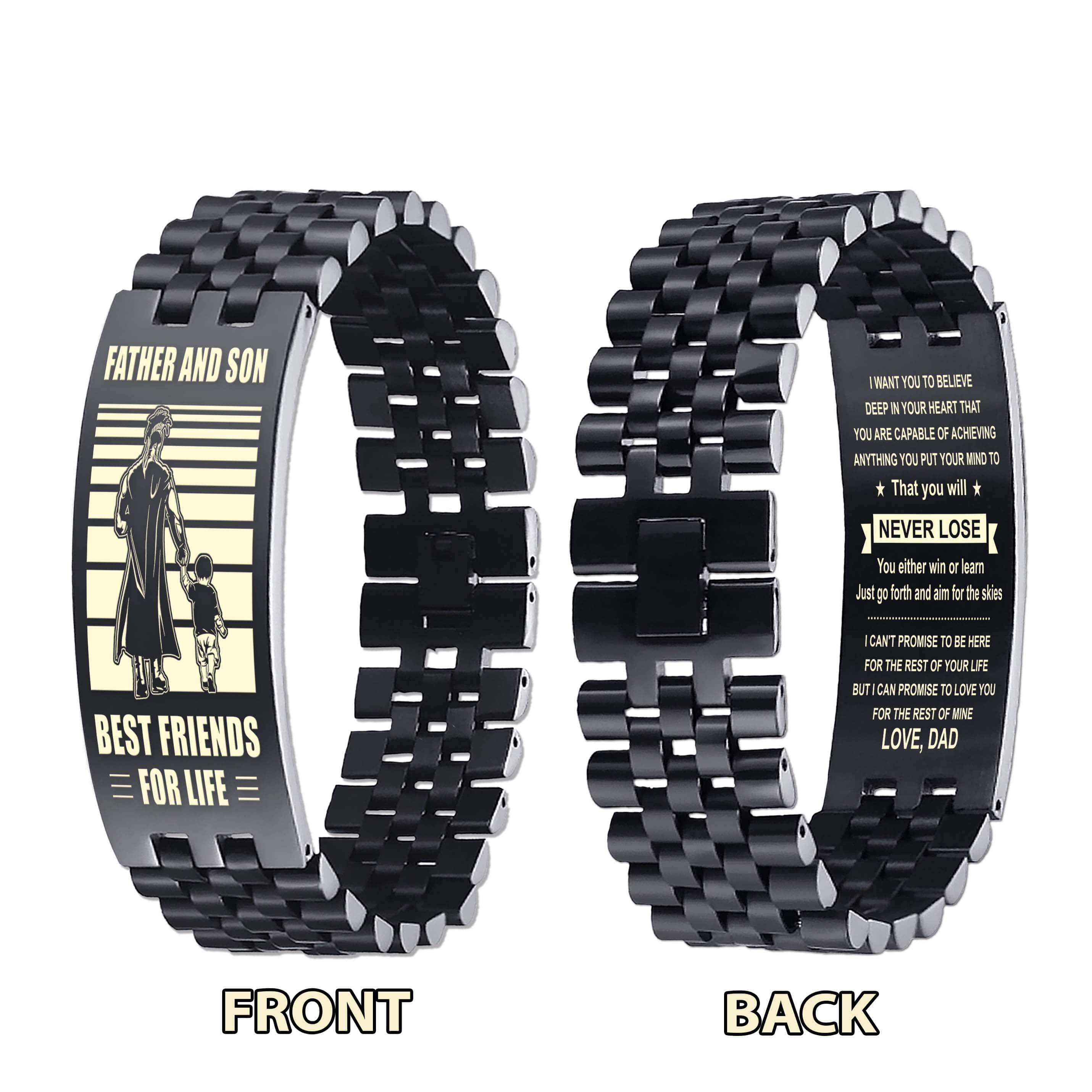 WBH Personalized Double Sided Bracelet Father And Son Best Friends For Life - Message on the back side