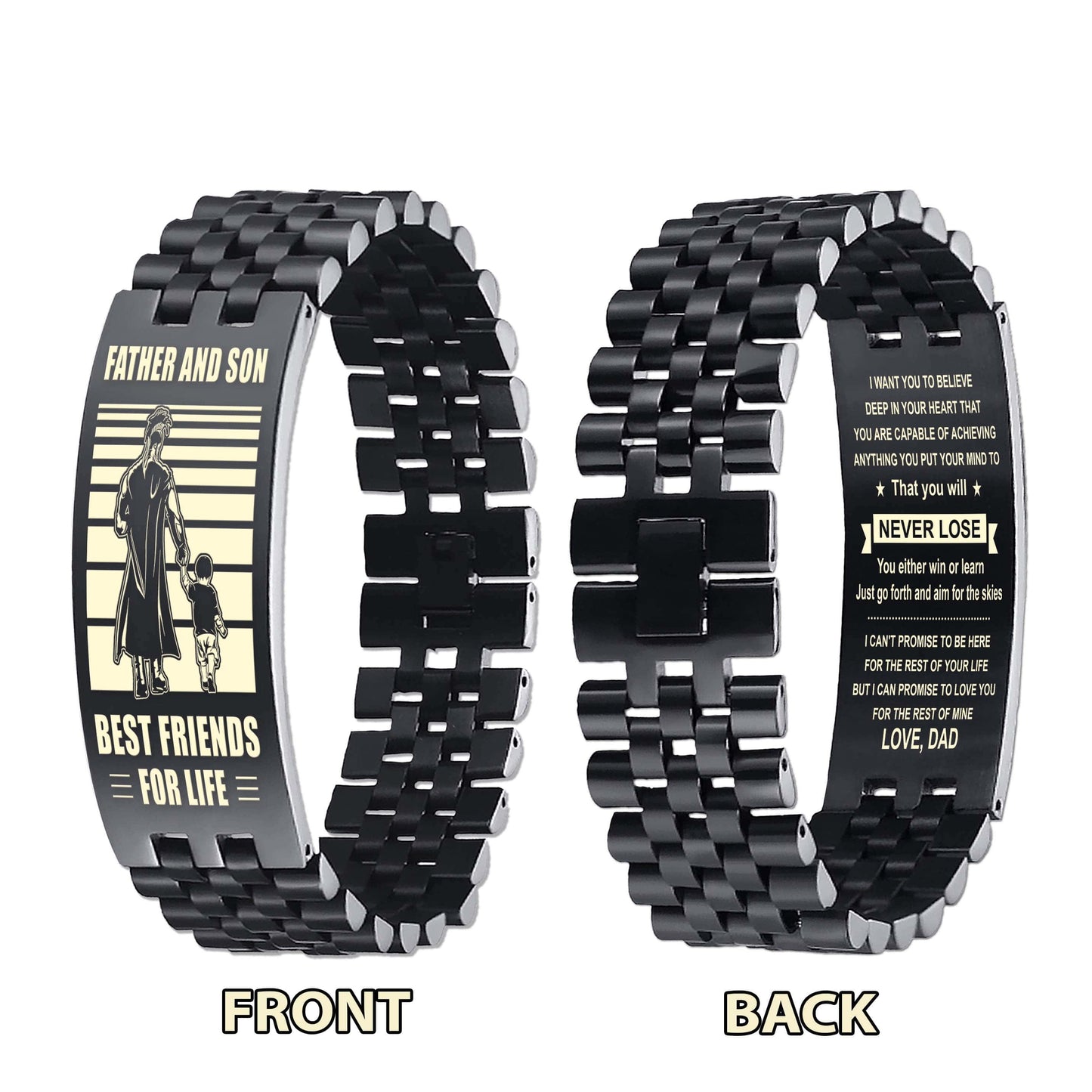 Viking NVL Personalized Double Sided Bracelet Father And Son Best Friends For Life - Message on the back side