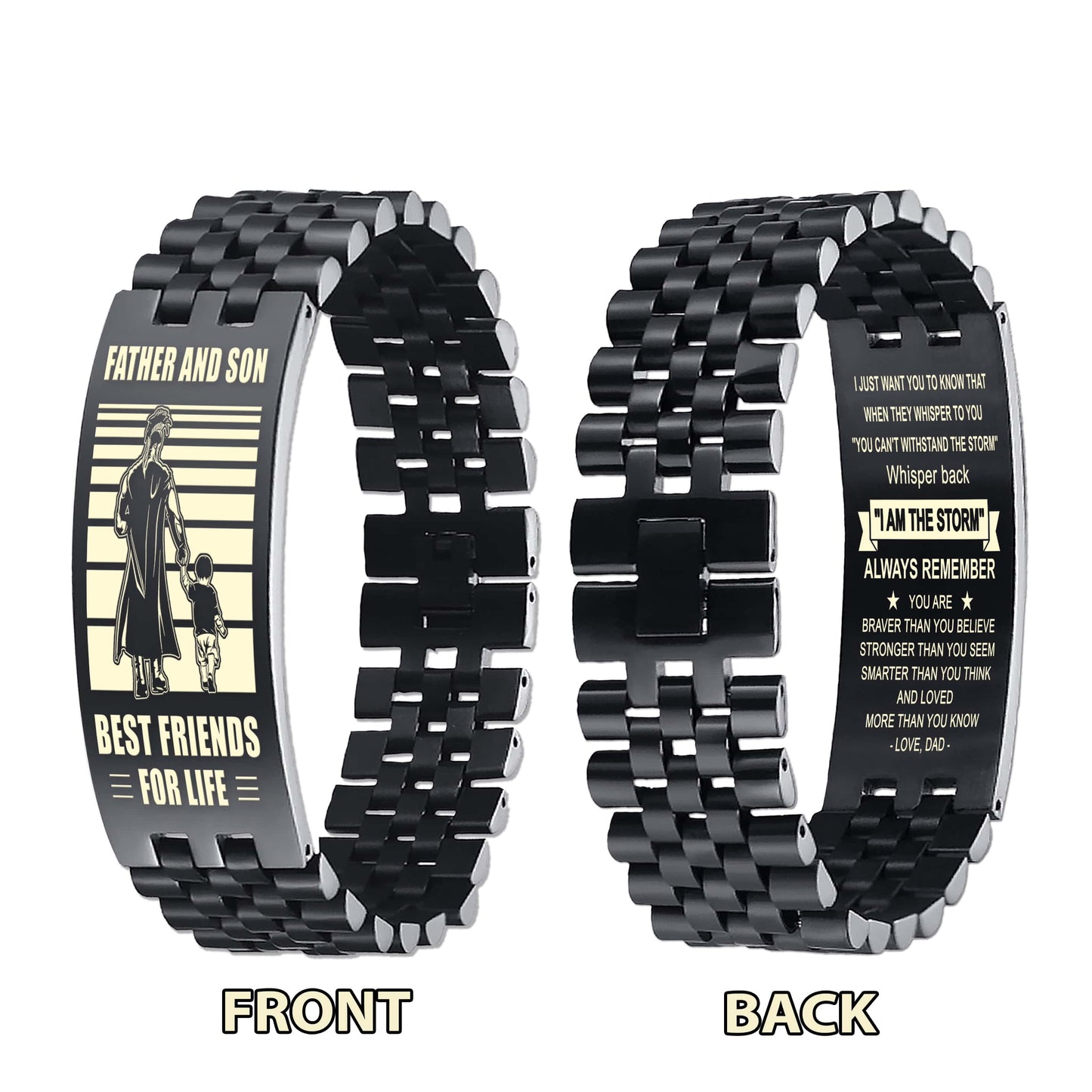 Viking WBH Personalized Double Sided Bracelet Father And Son Best Friends For Life - Message on the back side