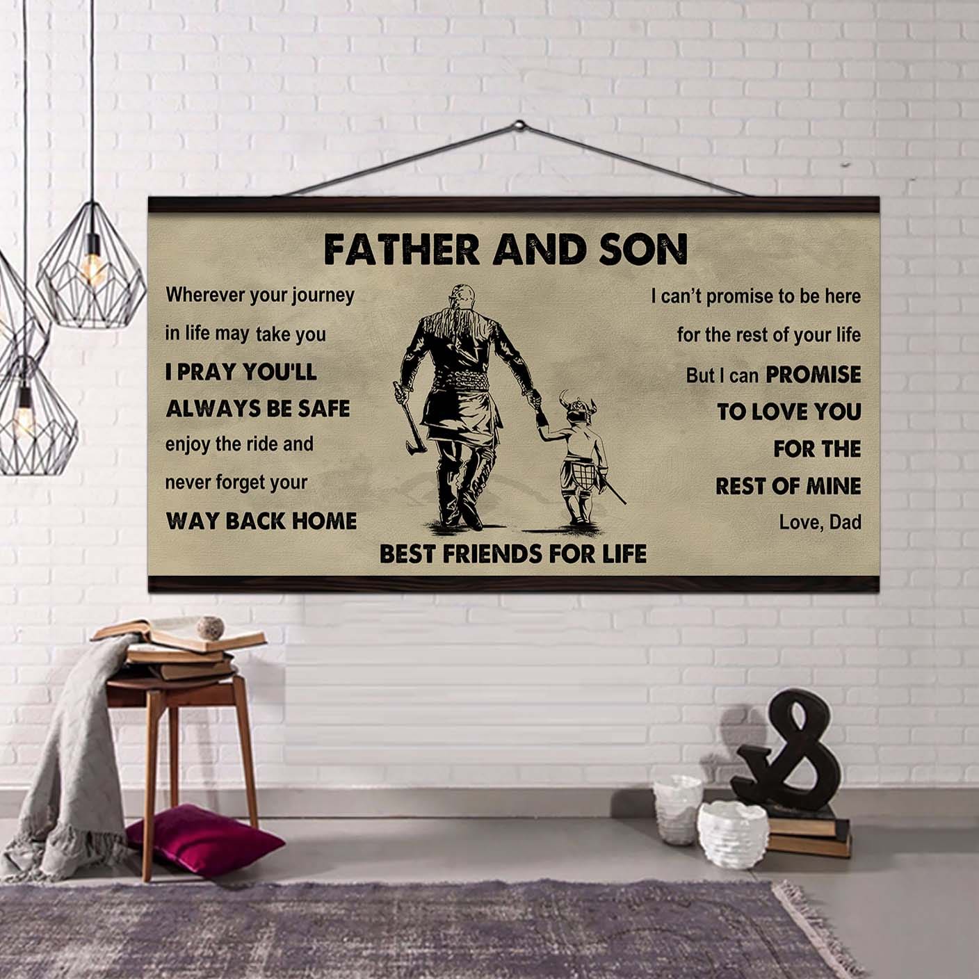 Biker Father And Son Best Friends For Life - Ver 2 Never Forget Your Way Back Home Poster Canvas Gift For Son From Father