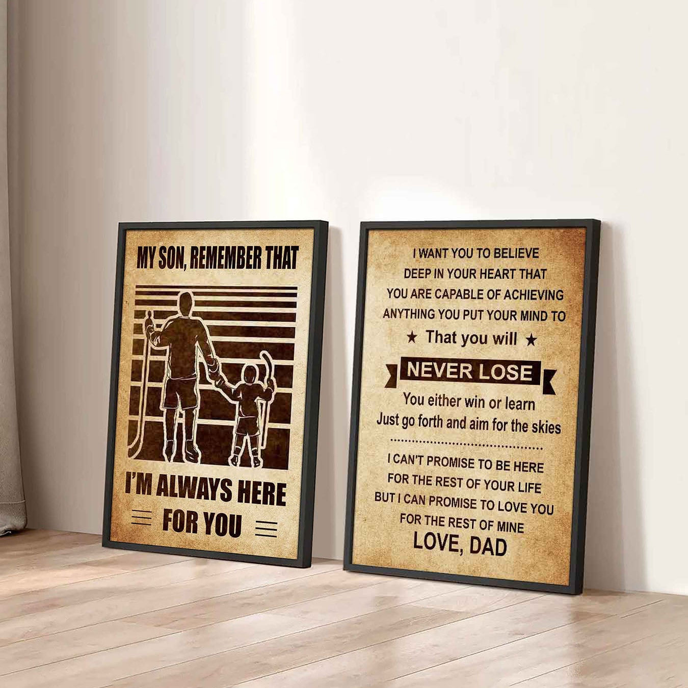 Combo 2 Sport Poster Canvas My Son Remember That - You Will Never Lose You Either Win Or Learn