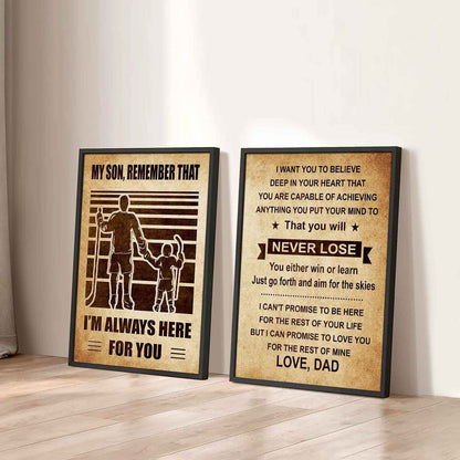 Combo 2 Sport Poster Canvas My Son Remember That - You Will Never Lose You Either Win Or Learn