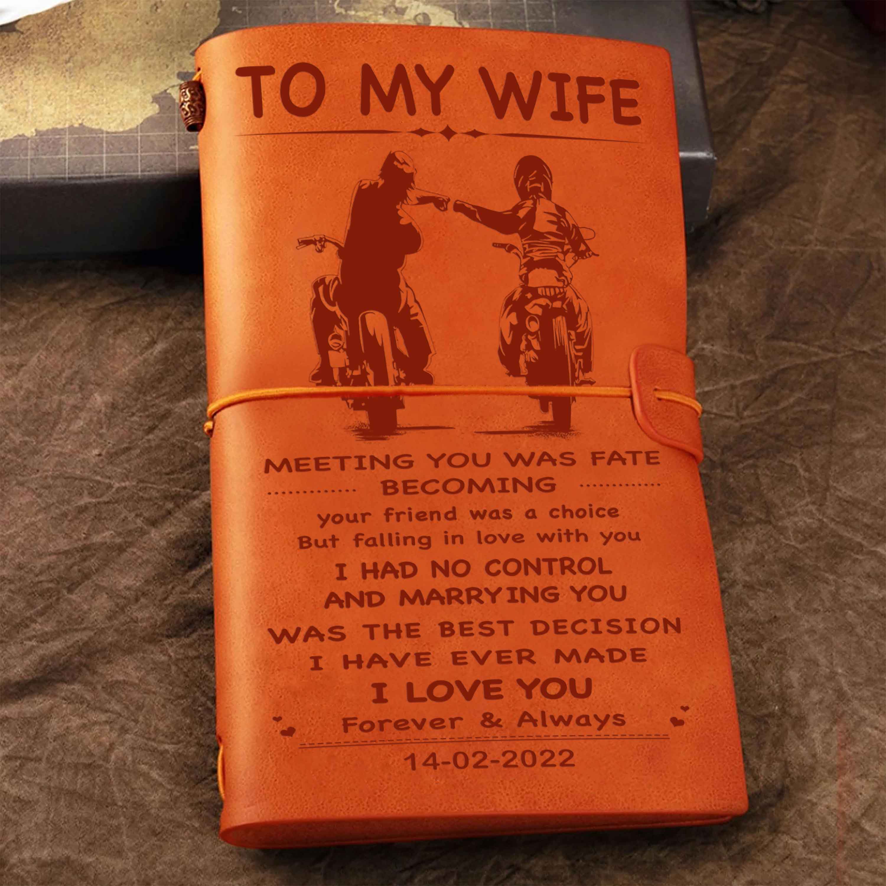 Valentines gifts Vintage Journal Husband to Wife Meeting you was fate I love you forever and always