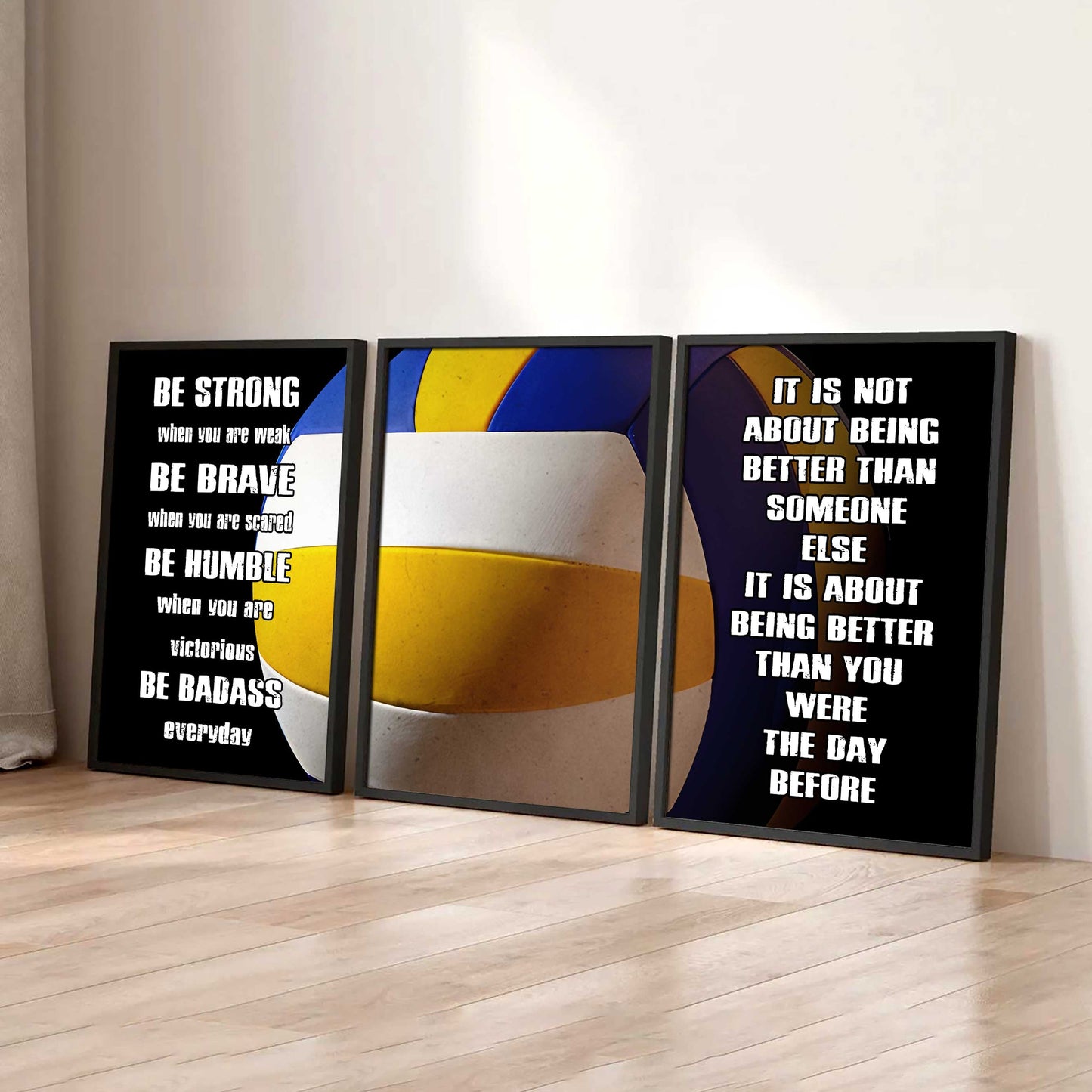 Combo 3 Sport Poster Canvas Be Strong When You Are Weak Be Badass Everyday It's About Being Better Than You Were The Day Before