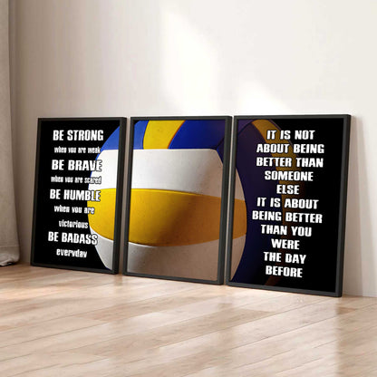 Combo 3 Sport Poster Canvas Be Strong When You Are Weak Be Badass Everyday It's About Being Better Than You Were The Day Before