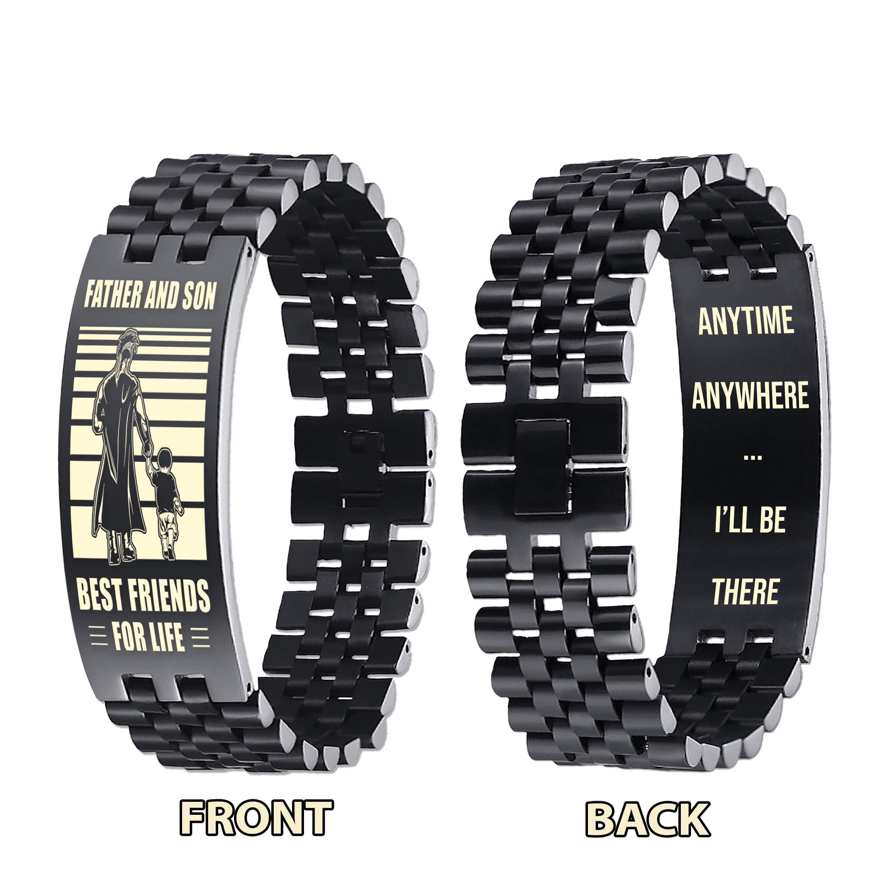 WBH Biker Personalized Double Sided Bracelet Father And Son Best Friends For Life - Message on the back side