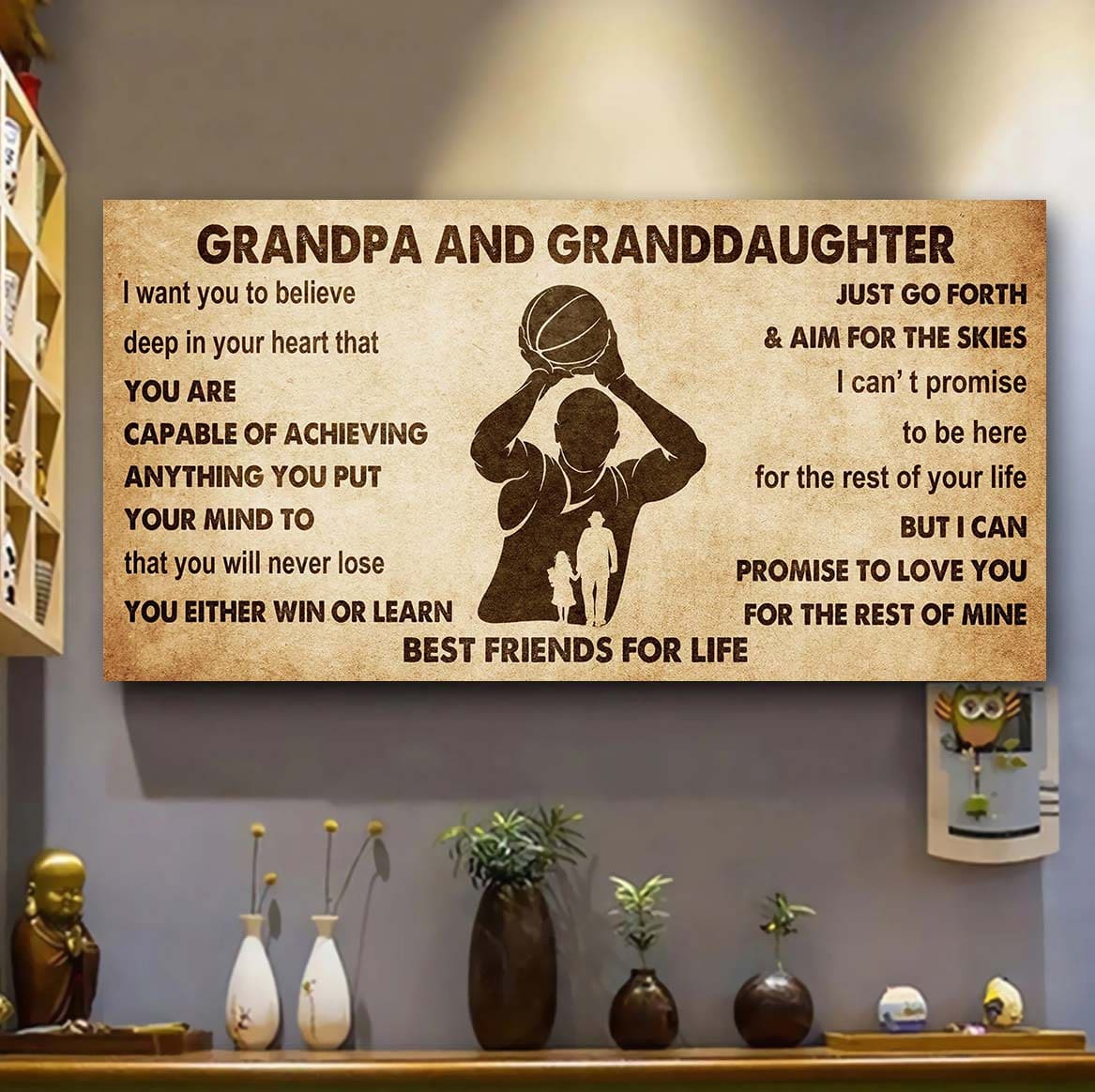 Personalized GrandpaTo Granddaughter Poster Canvas Grandpa and Granddaughter Best Friends For Life - Message For Your Granddaughter Gifts For Her