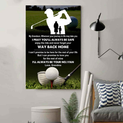 Baseball Poster Canvas Grandma To Grandson - Never Forget Your Way Back Home I Will Always Your No 1 Fan
