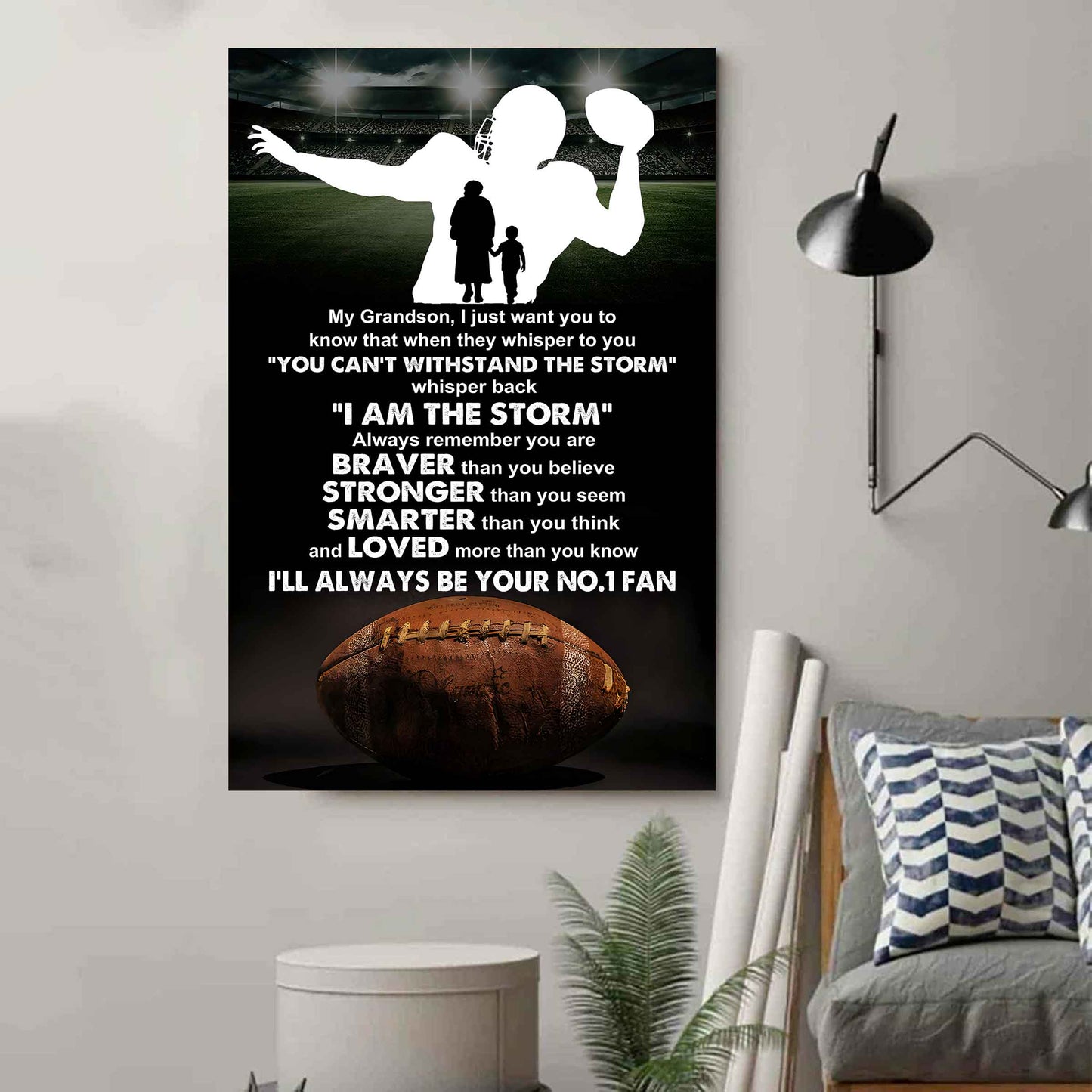 Baseball Poster Canvas Grandma To Grandson - Whisper Back I Am The Storm I Will Always Your No 1 Fan