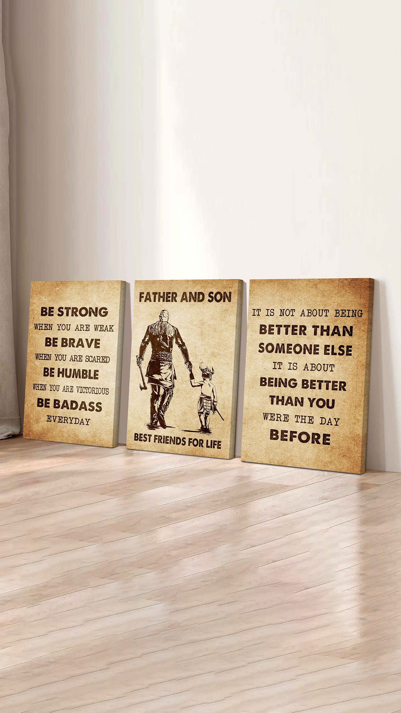 Combo 3 Biker Poster Canvas Be Strong When You Are Weak - It's Not About Being Better Than Someone Else It's About Being Better Than You Were The Day Before